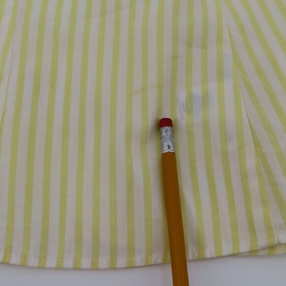 LOFT Ann Taylor Womens 6 Yellow White Stripe Collared Button Tie Blouse Shirt - Picture 7 of 11
